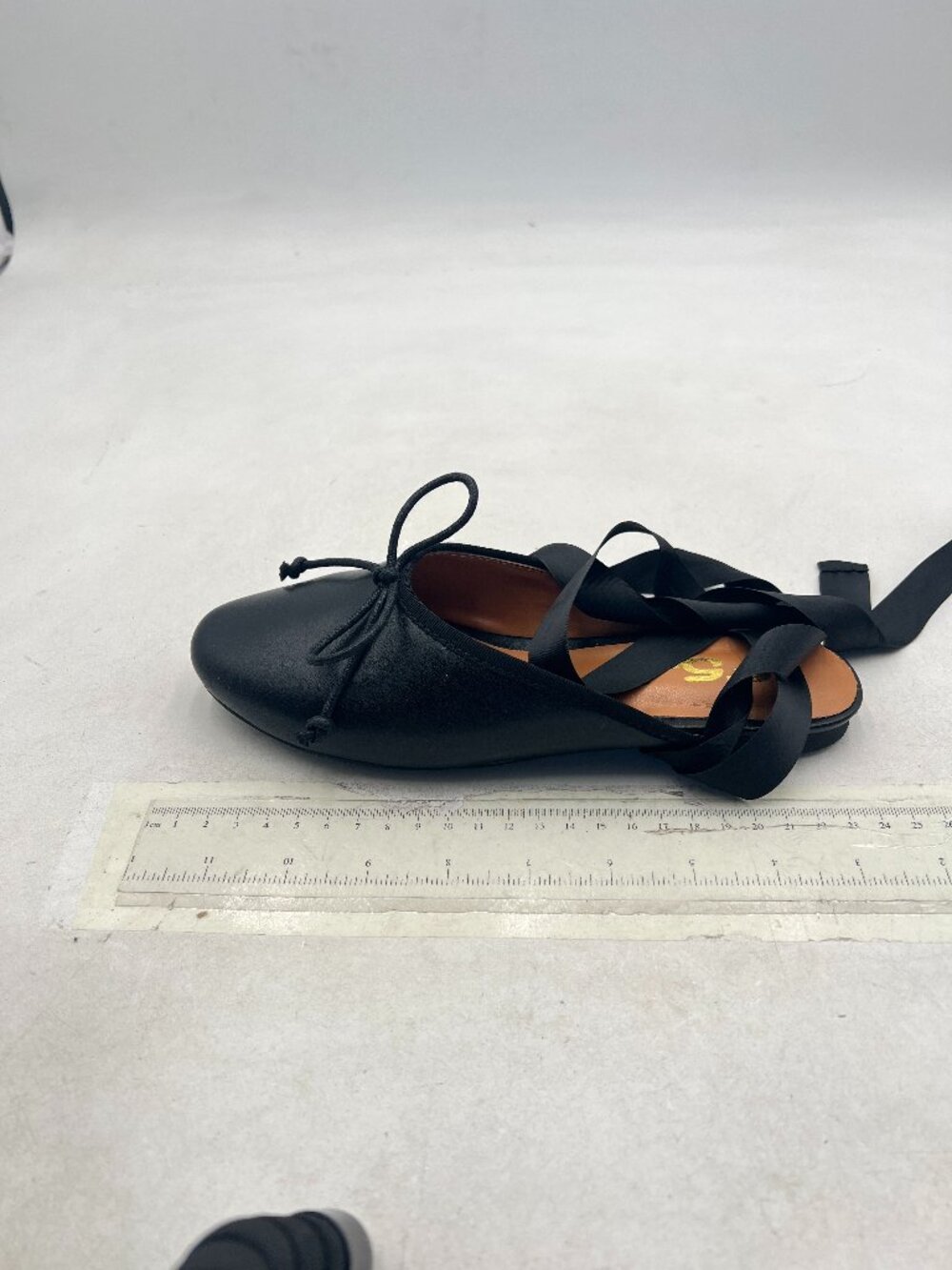 FSJ Black Closed Toe Bow Decor Lace Up Ankle Strap Ballet Flats